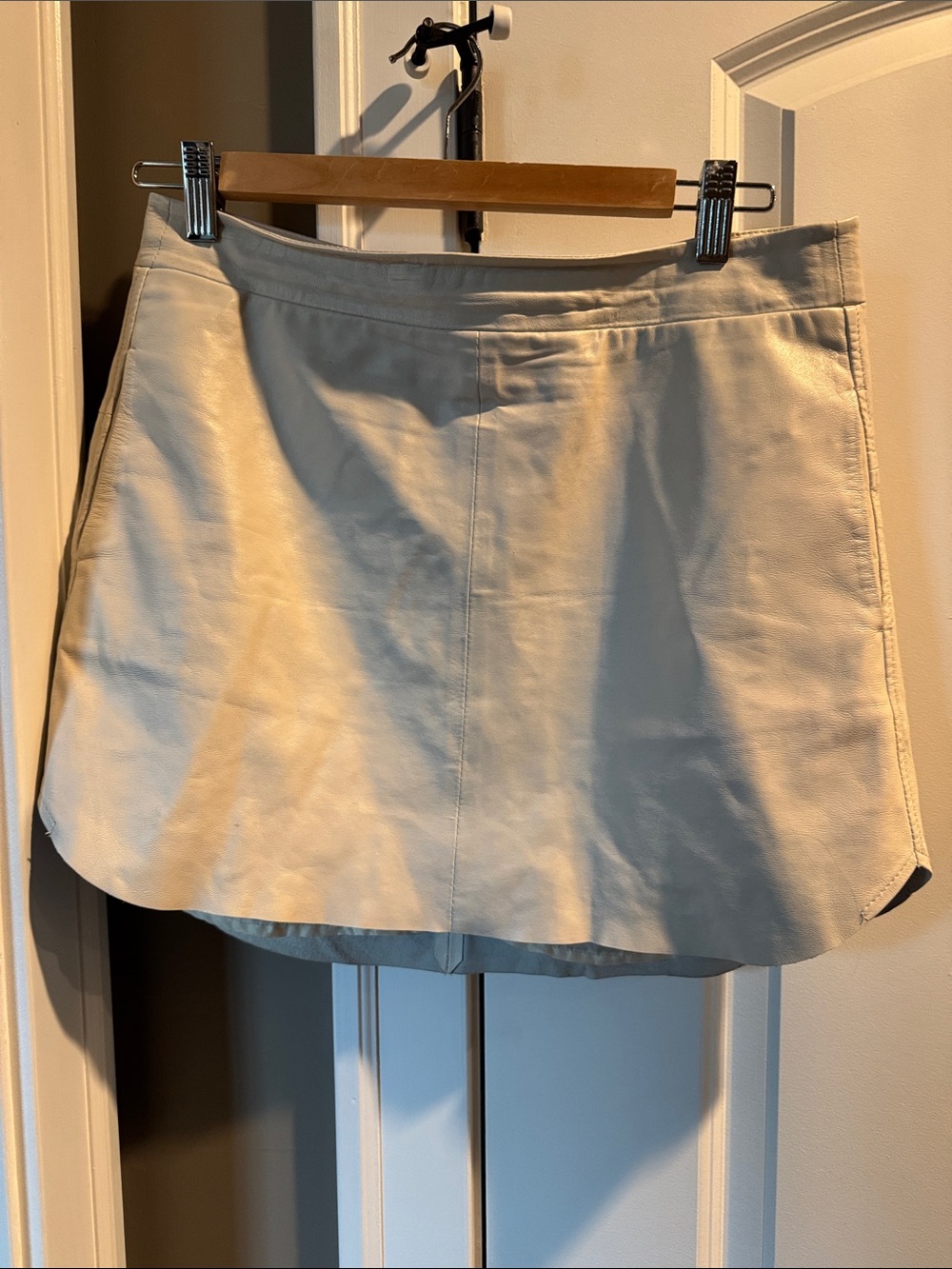 Leather Cream Mini Skirt
